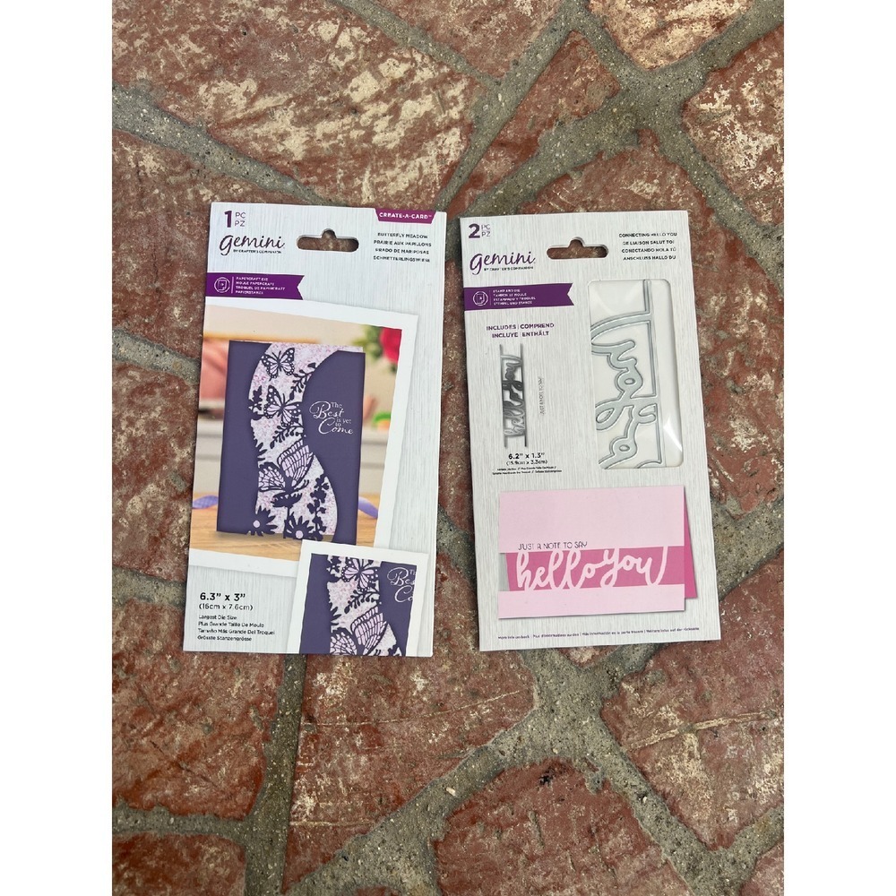 Gemini‎ Create-a-Card Die Cut Butterly & Hello Greeting Card Bundle 2 Sets